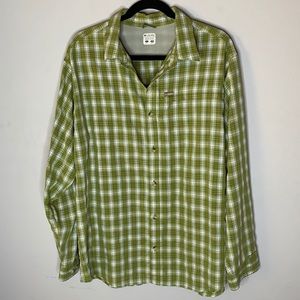 Columbia Olive Checkered Button Down Shirt